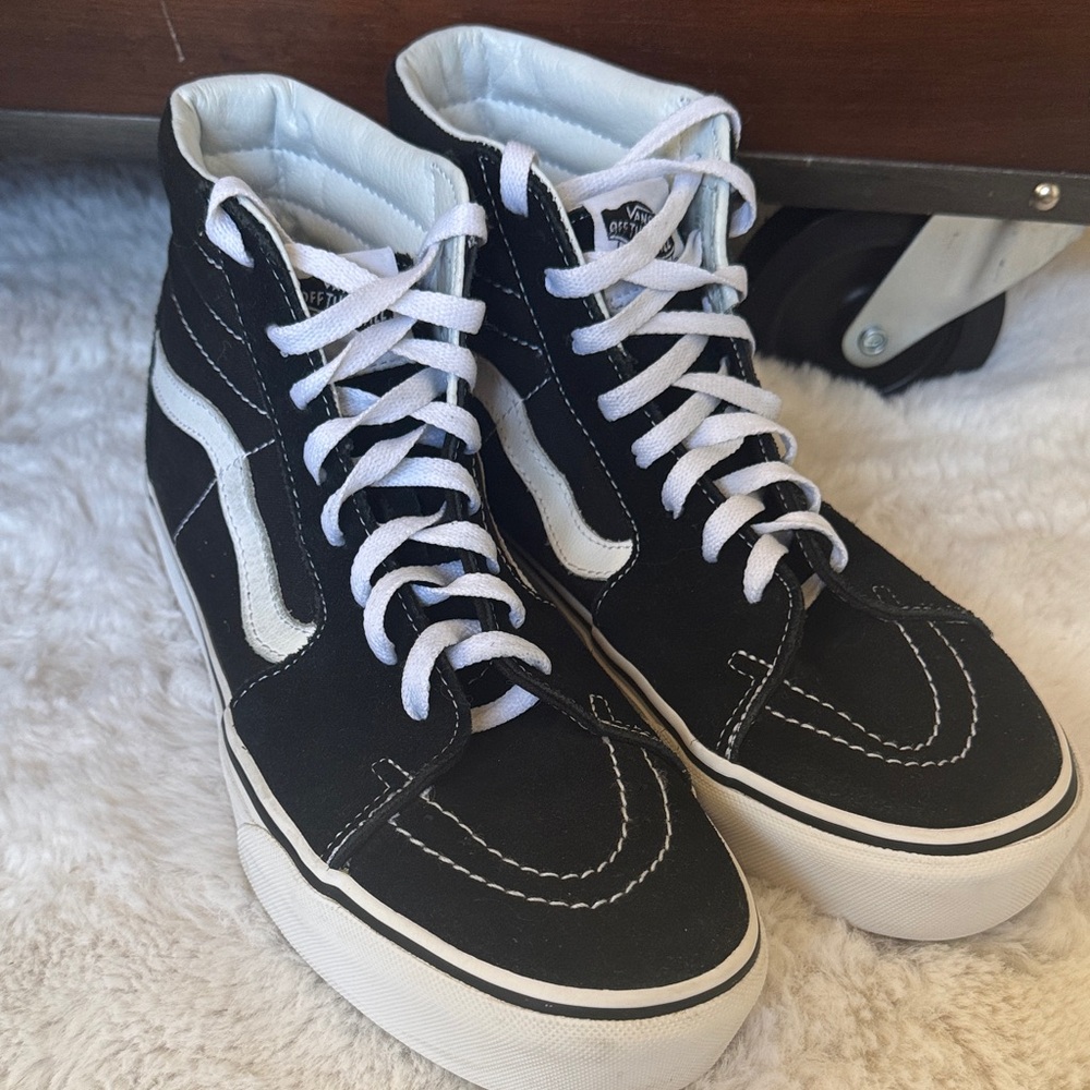 Vans Black and White High-Top Sneakers